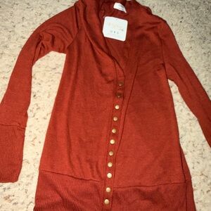 Zenana Outfitters Rust Knit Cardigan